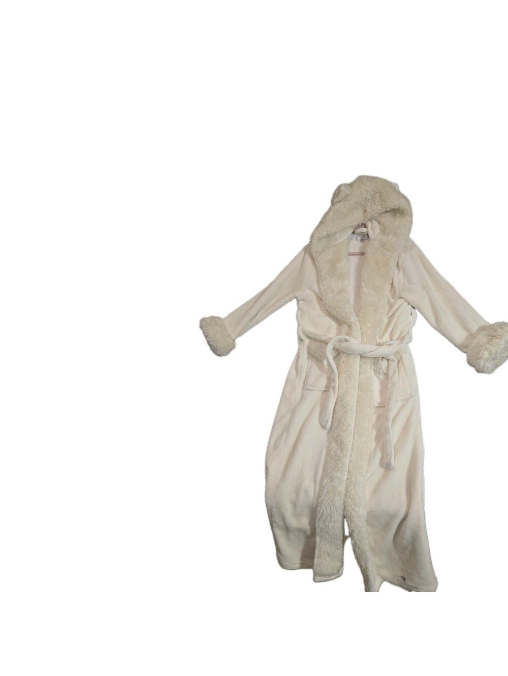 alexander del rossa robe Plush Fleece With Sherpa Trim Hooded W/ears One Size...